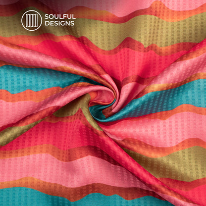 Multi-Color And Pink Stripes Pattaern Digital Print Sherwani Fabric