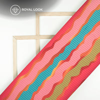 Multi-Color And Pink Stripes Pattaern Digital Print Sherwani Fabric