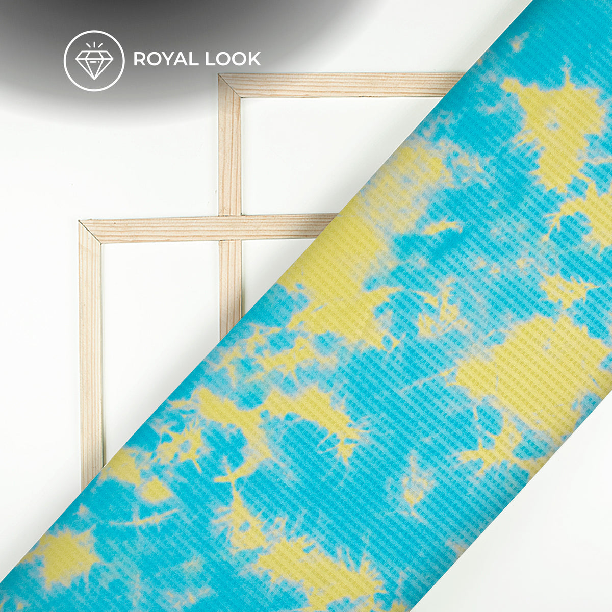 Yellow And Sky Tye And Dye Pattern Digital Print Sherwani Fabric