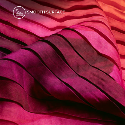 Multi Color Abstract Digital Print Japan Satin Pleated Fabric