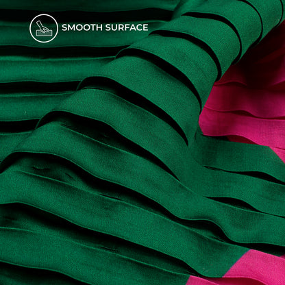Dark Green Abstract Digital Print Japan Satin Pleated Fabric