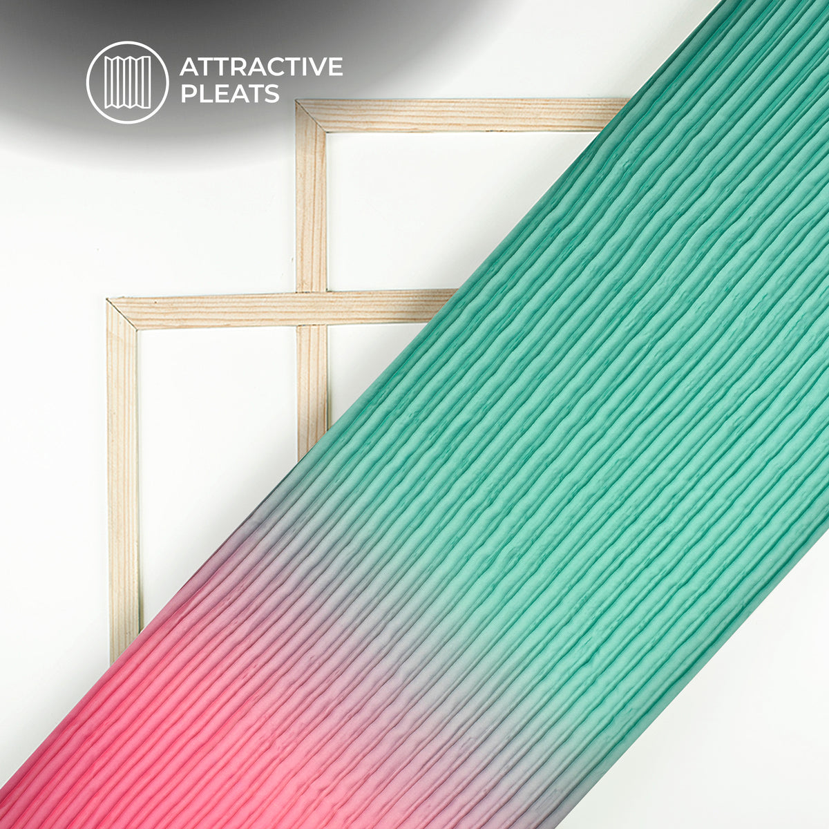 Mint Green Ombre Digital Print Japan Satin Pleated Fabric