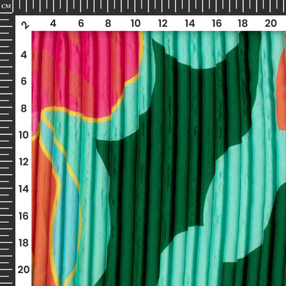 Castleton Green Abstract Digital Print Japan Satin Pleated Fabric