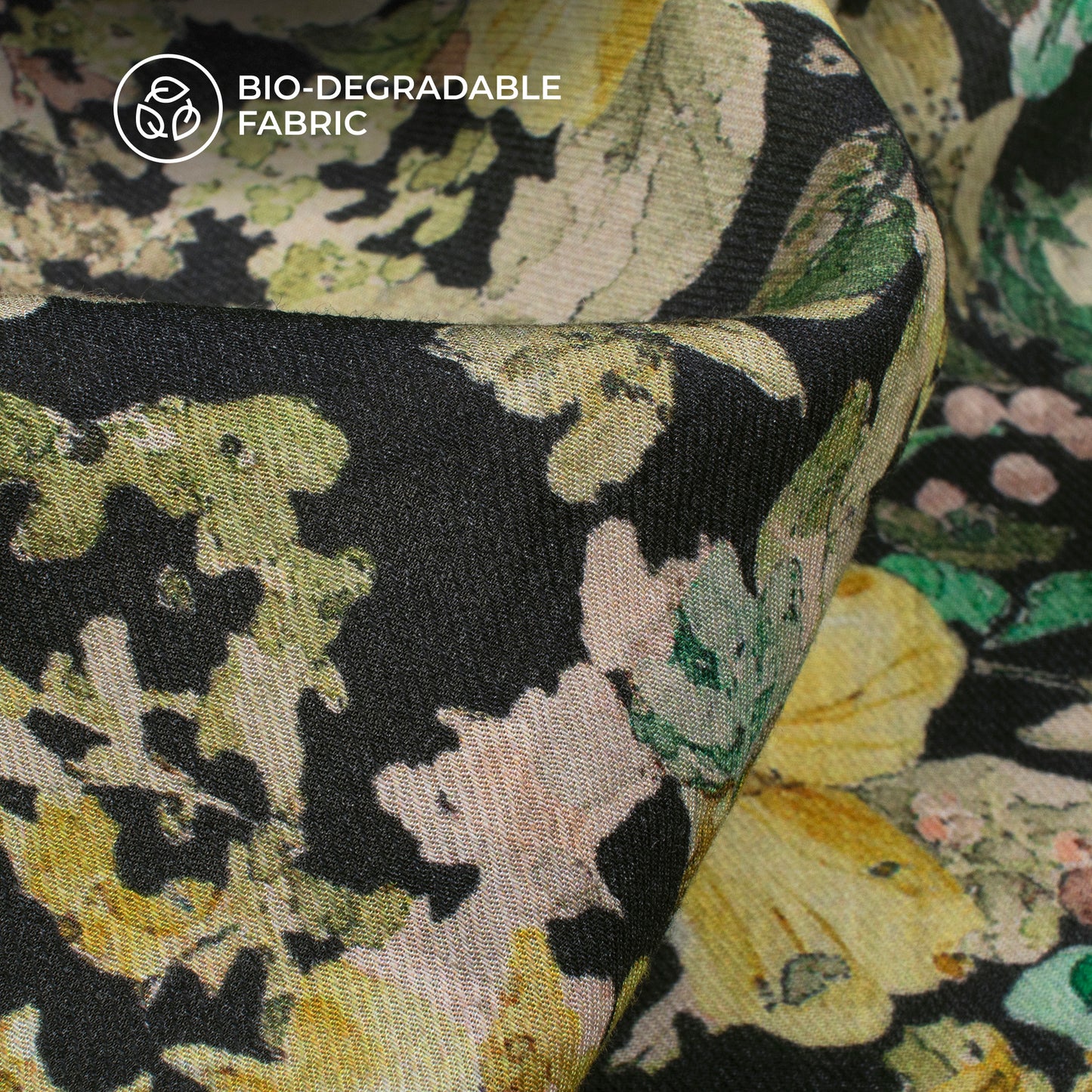 Corn Yellow Floral Printed Sustainable Milk Fabric