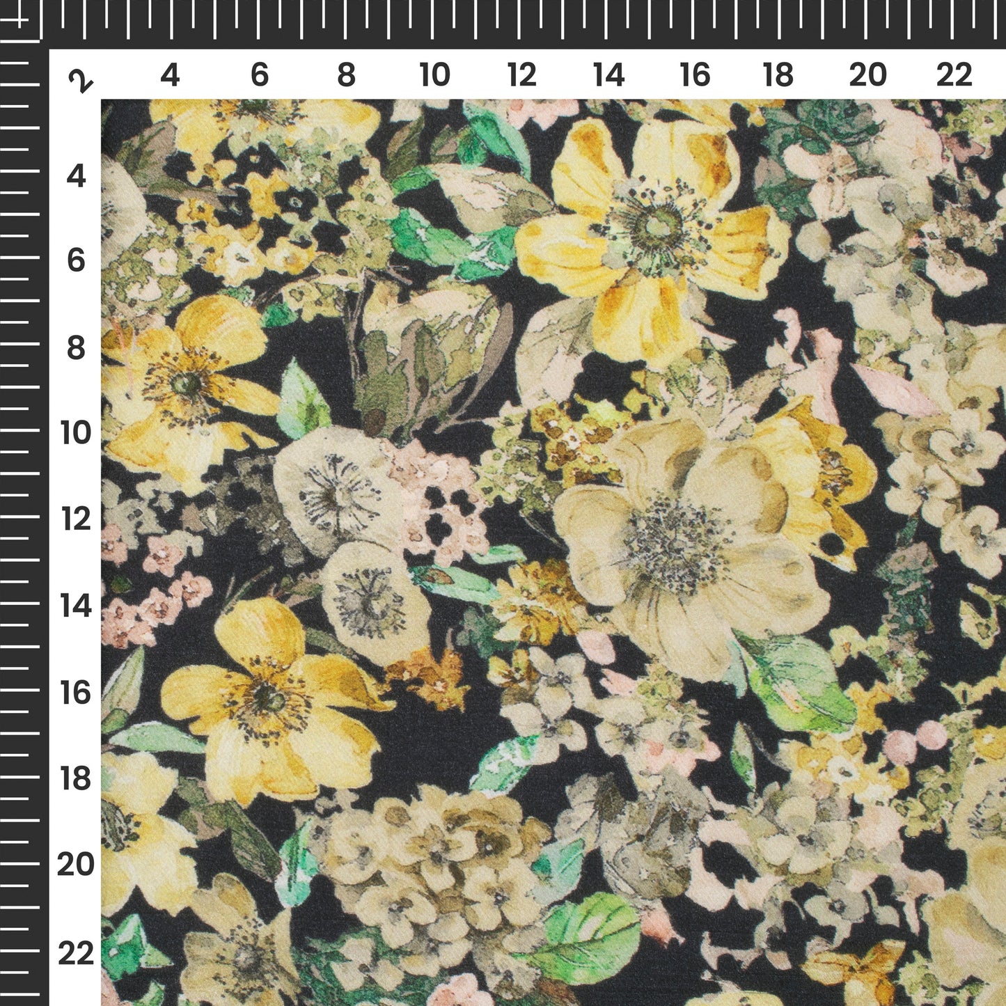 Corn Yellow Floral Printed Sustainable Milk Fabric