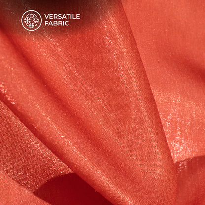 Cinnamon And Orange Madhuvanii Pattern Digital Print Silk Satin Fabric