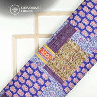 Blue And Sky Ethnic Pattern Digital Print Silk Satin Fabric
