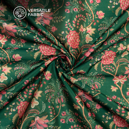 Exclusive Floral Pattern Digital Print Chiku Flat Slik Fabric