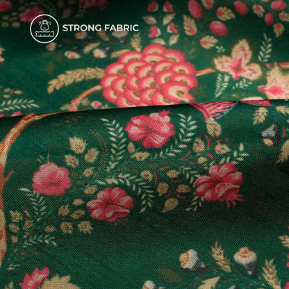 Exclusive Floral Pattern Digital Print Chiku Flat Slik Fabric