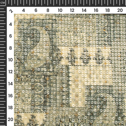 Bluck Ethnic Pattaern Digital Print Chanderi Water Sequins Fabric