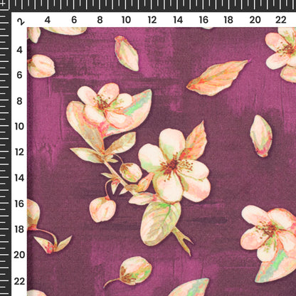 Dark Purple Floral Printed Sustainable Eucalyptus Fabric