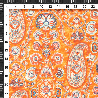 Honey Orange Paisley Printed Sustainable Eucalyptus Fabric