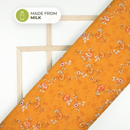 Fire Orange Tye And Dye Printed Sustainable Milk Fabric