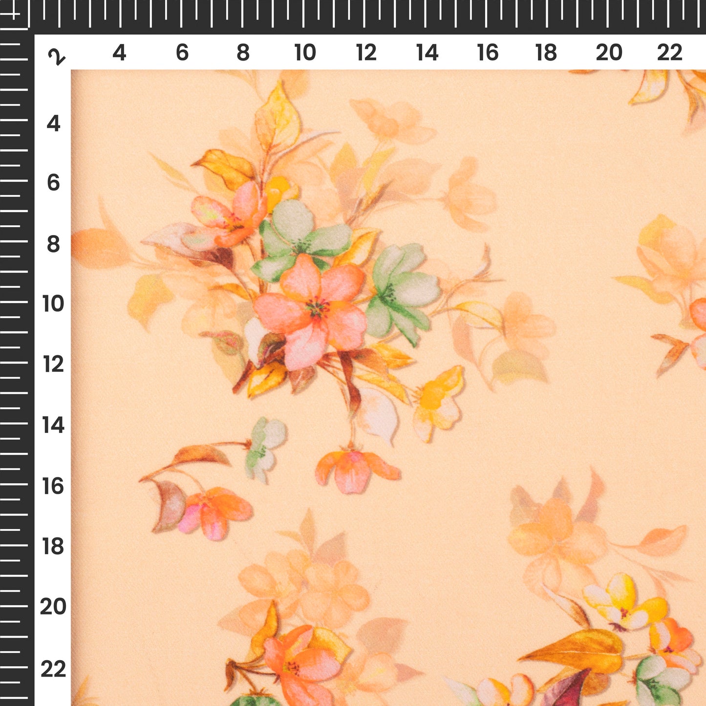 Peach Floral Printed Sustainable Milk Fabric