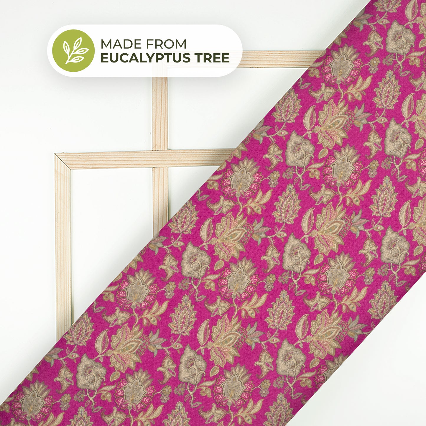 Purple Floral Printed Sustainable Eucalyptus Fabric