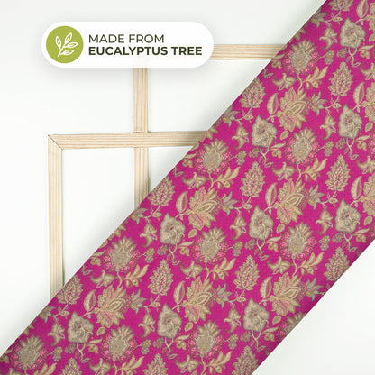 Purple Floral Printed Sustainable Eucalyptus Fabric