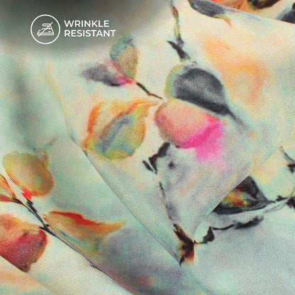Vintage Floral Digital Print Butter Crepe Fabric