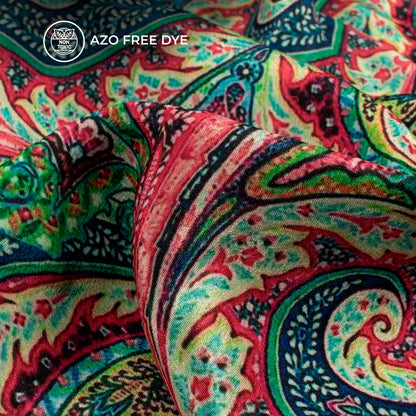 Vintage Paisley Digital Print Crepe Silk Fabric