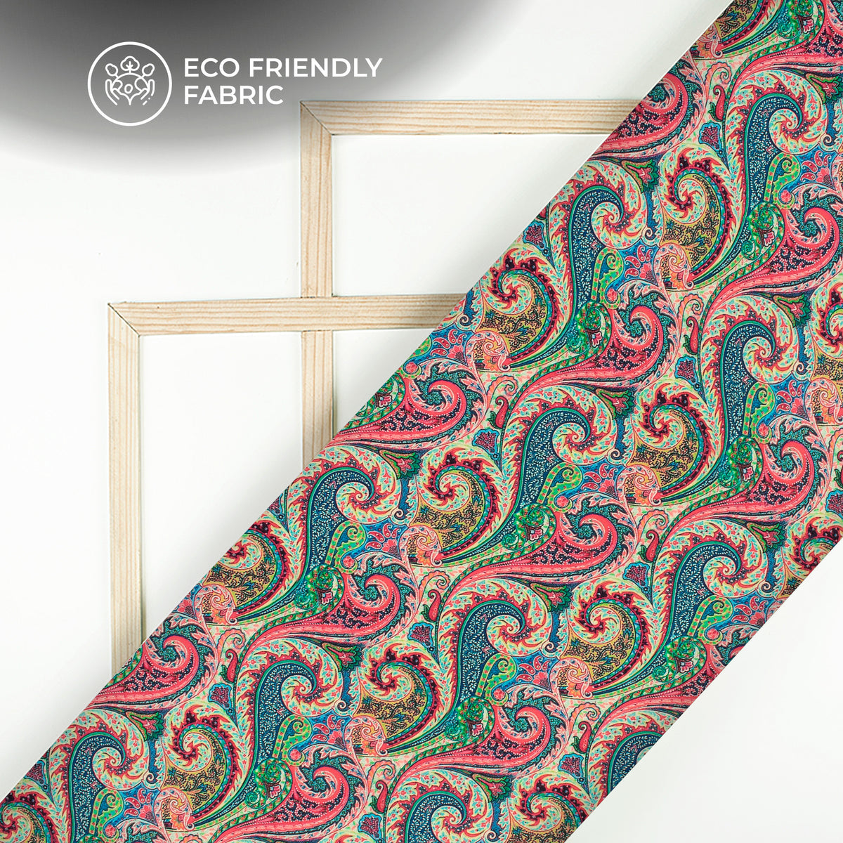 Vintage Paisley Digital Print Crepe Silk Fabric