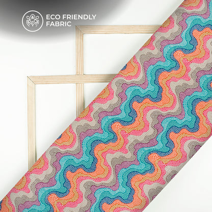 Geometric Dots Digital Print Crepe Silk Fabric