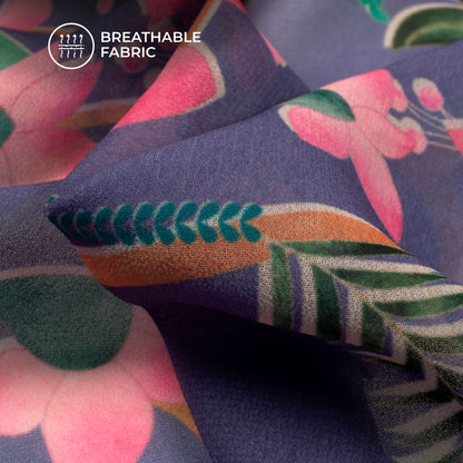 Vintage Floral Digital Print Georgette Fabric