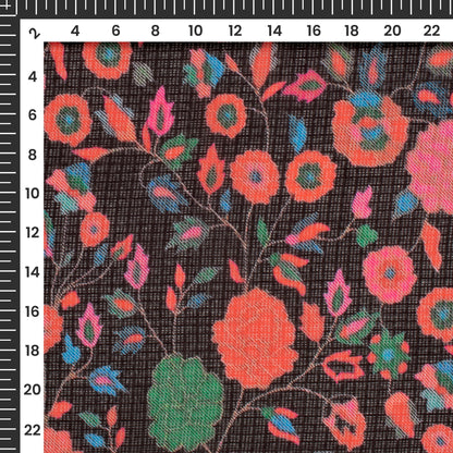 Exclusive Floral Digital Print Kota Doria Fabric