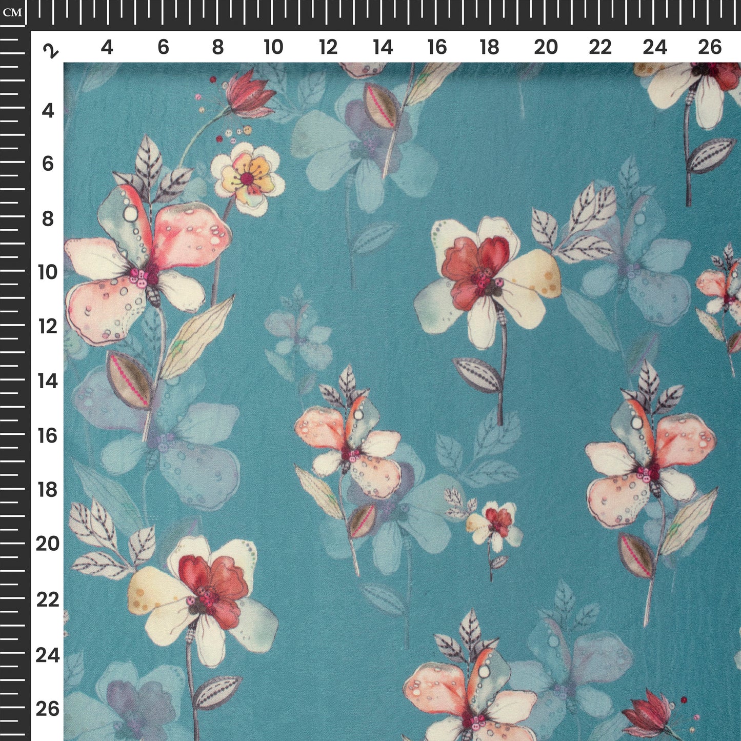 Trendy Floral Digital Print Lush Satin Fabric