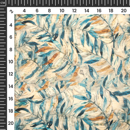 Vintage Leaf Digital Print Lush Satin Fabric