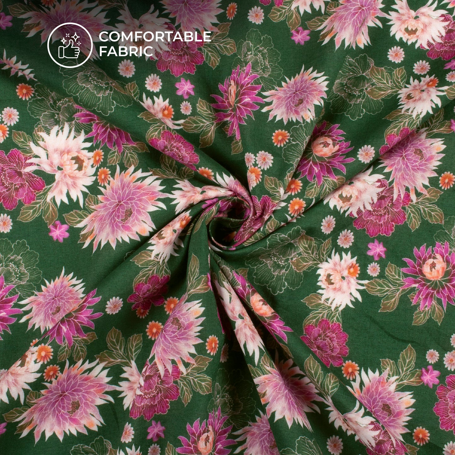 Seamless Floral Digital Print Cotton Cambric Fabric