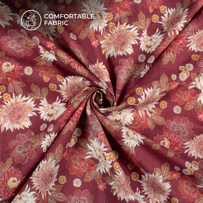 Seamless Floral Digital Print Cotton Cambric Fabric