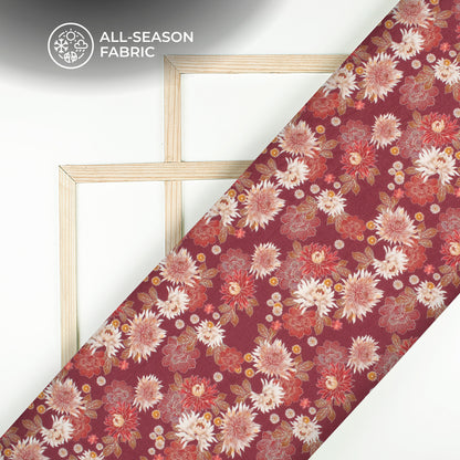 Seamless Floral Digital Print Cotton Cambric Fabric