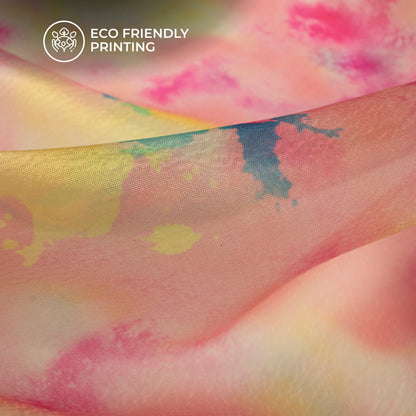 Lovely Tye And Dye Digital Print Organza Satin Fabric