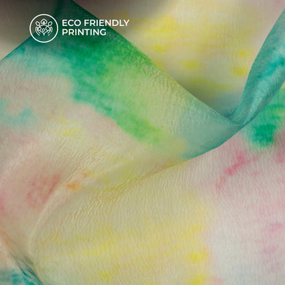 Attractive Tye And Dye Digital Print Organza Satin Fabric