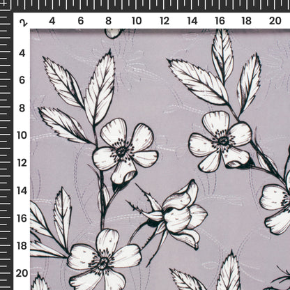 Vintage Floral Digital Print Premium Embroidery Butter Crepe Fabric