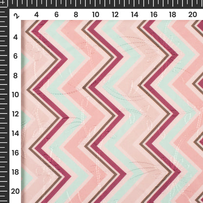 Chevron Digital Print Premium Embroidery Butter Crepe Fabric