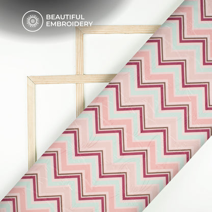 Chevron Digital Print Premium Embroidery Butter Crepe Fabric