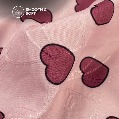 Polka Heart Digital Print Premium Embroidery Butter Crepe Fabric