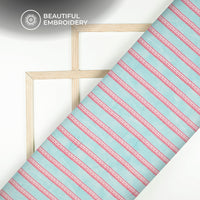 Stripes Digital Print Premium Embroidery Butter Crepe Fabric