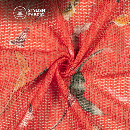Azo Free Printed Tunisian Poly Crochet Net Fabric