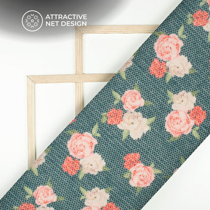 Azo Free Printed Tunisian Poly Crochet Net Fabric