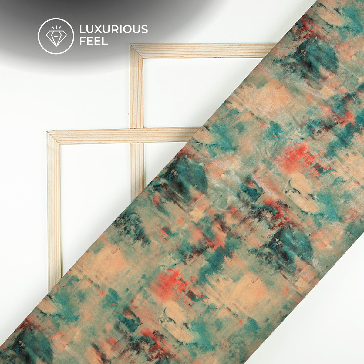 Teal Blue Tye And Dye Pattern Digital Print Velvet Fabric