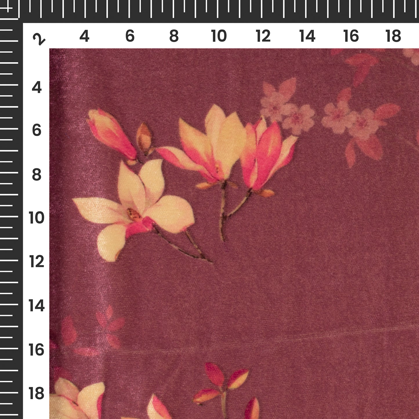 Rouge Pink Floral Pattern Digital Print Velvet Fabric