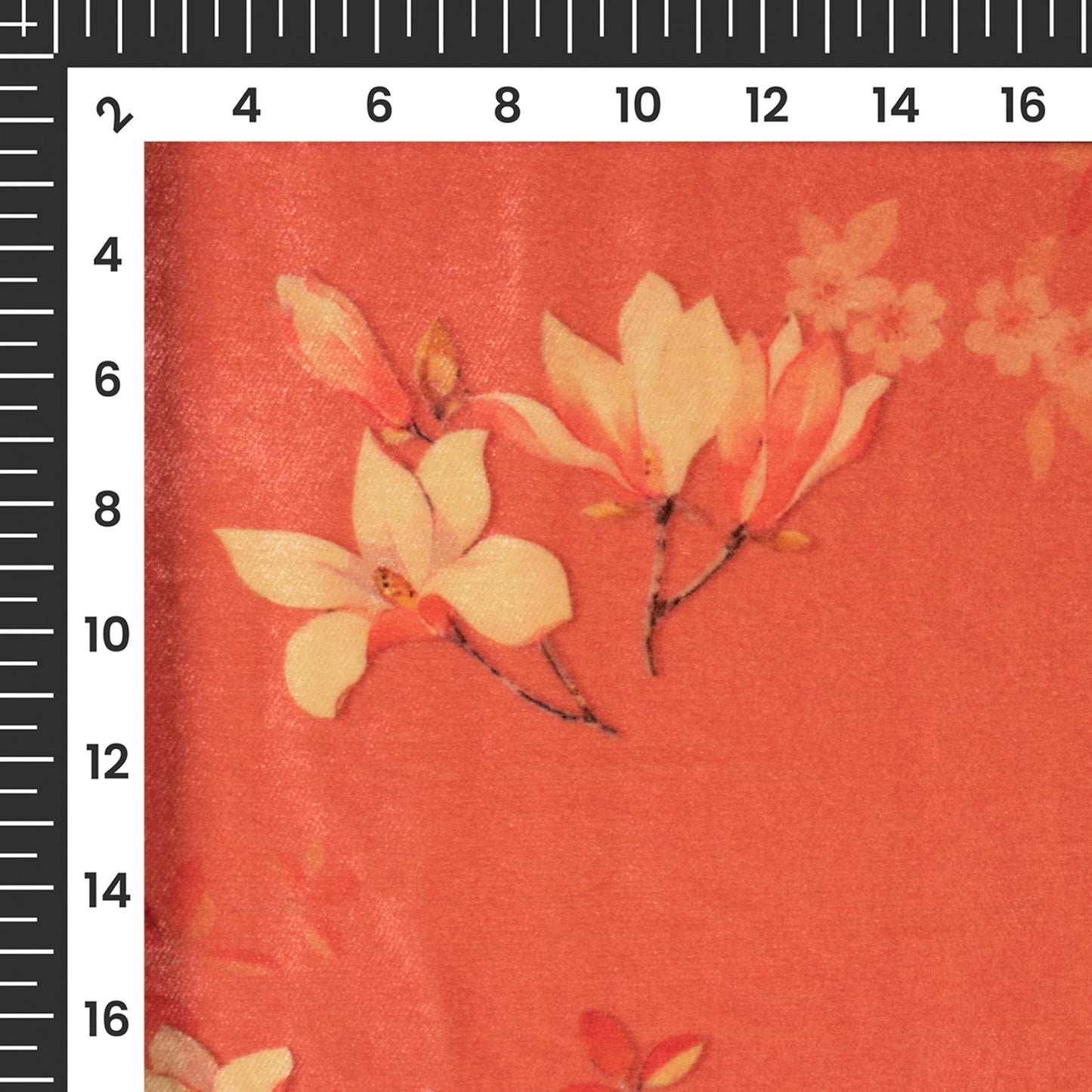 Orange Soda Floral Pattern Digital Print Velvet Fabric
