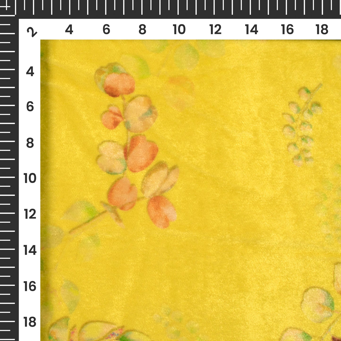 Yellow Leaf Pattern Digital Print Velvet Fabric