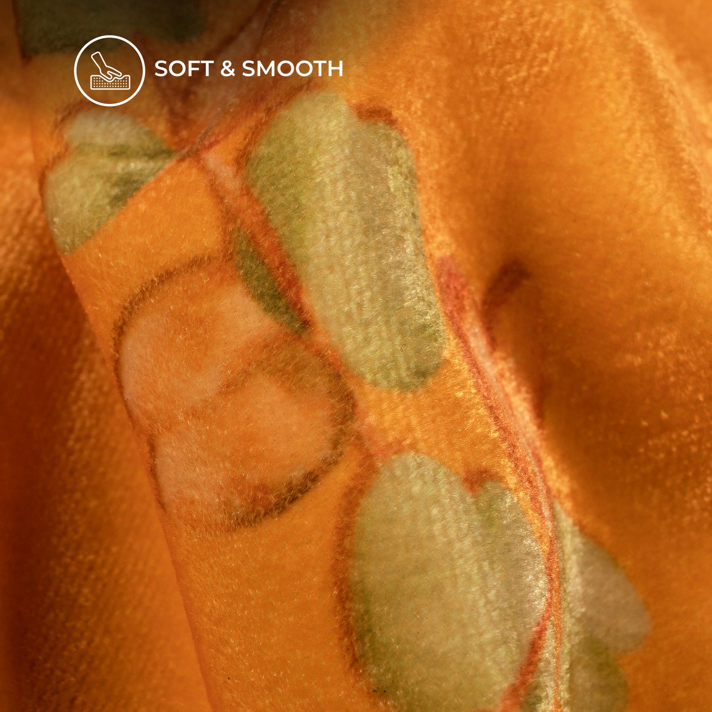 Tangerine Orange Leaf Pattern Digital Print Velvet Fabric