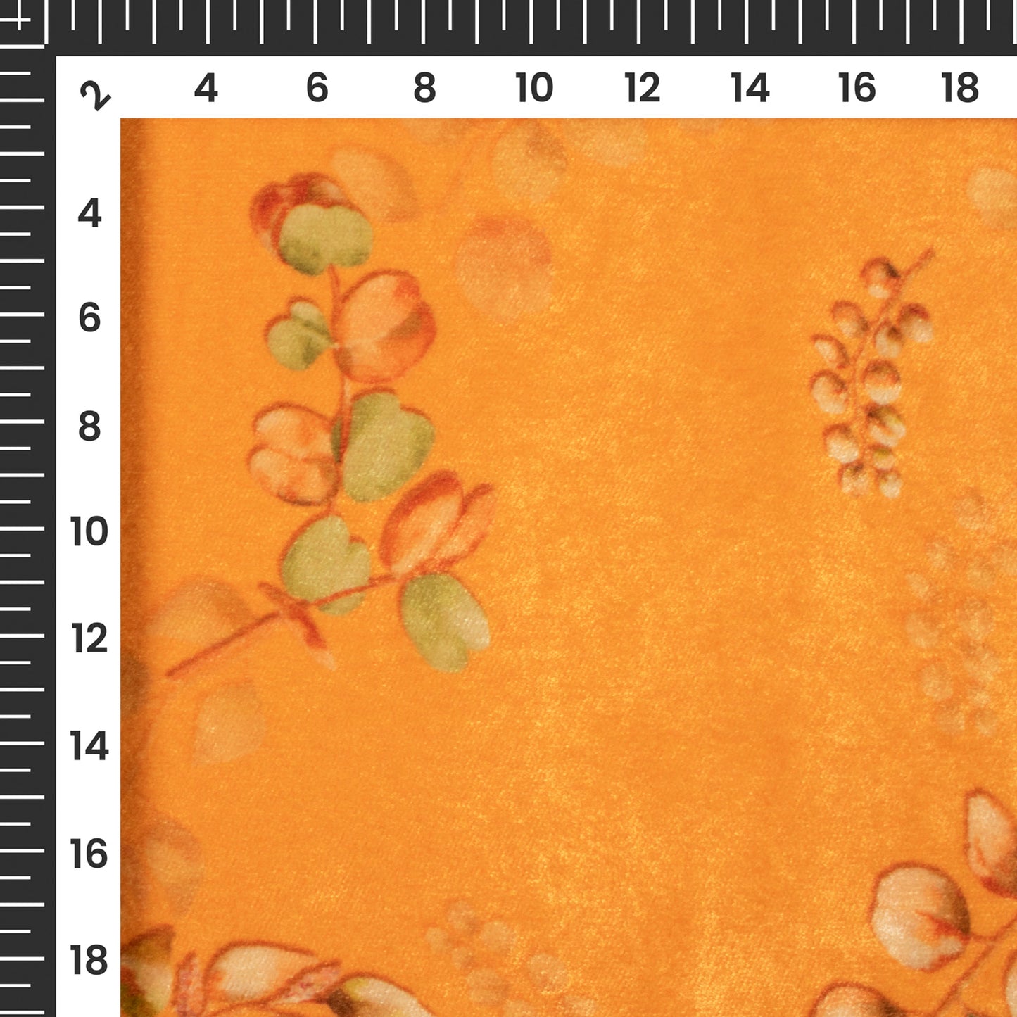 Tangerine Orange Leaf Pattern Digital Print Velvet Fabric