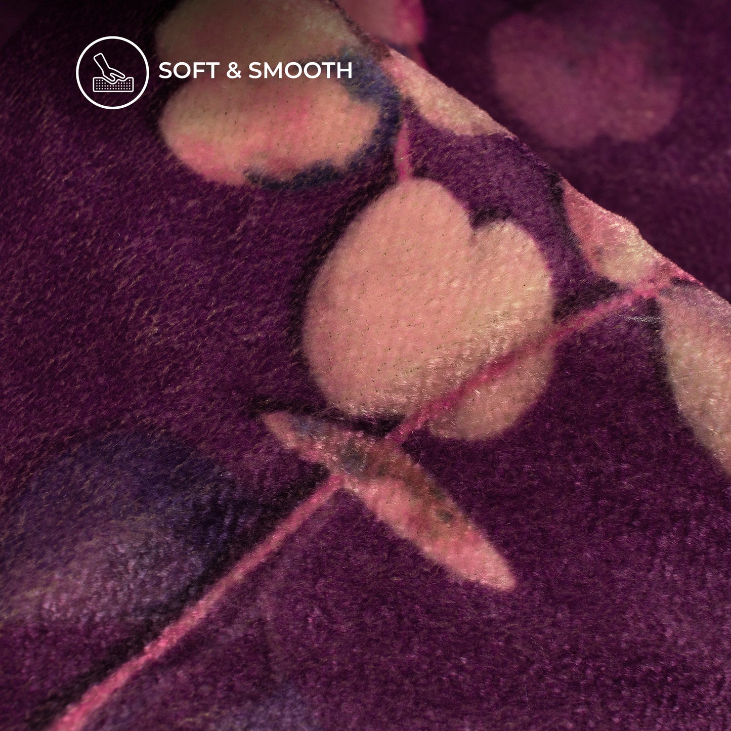 Deep Violet Purple Leaf Pattern Digital Print Velvet Fabric