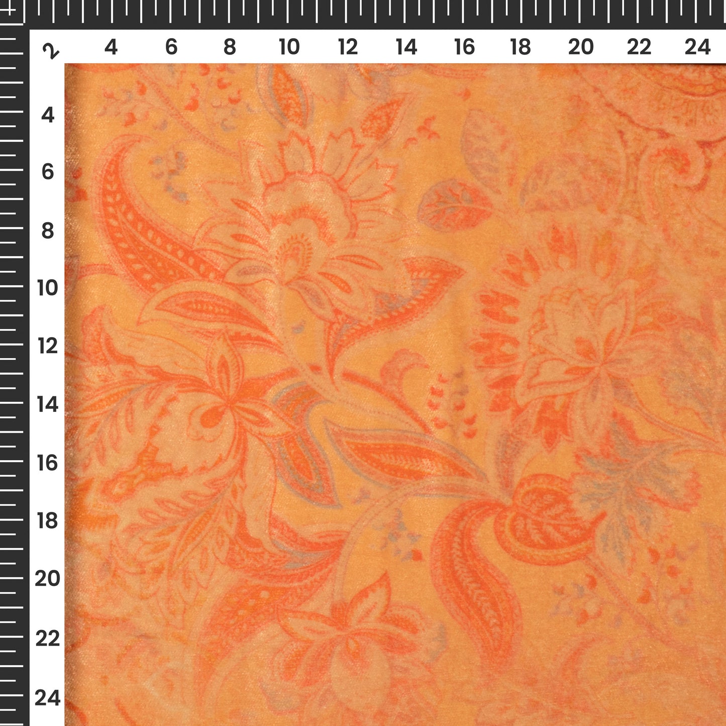 Orange Sandstone Floral Pattern Digital Print Velvet Fabric