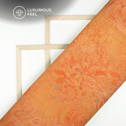 Orange Sandstone Floral Pattern Digital Print Velvet Fabric