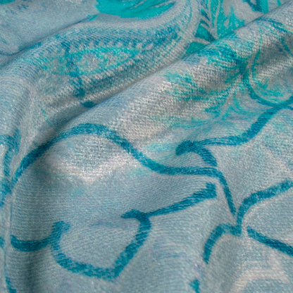 Gray Floral Pattern Digital Print Velvet Fabric